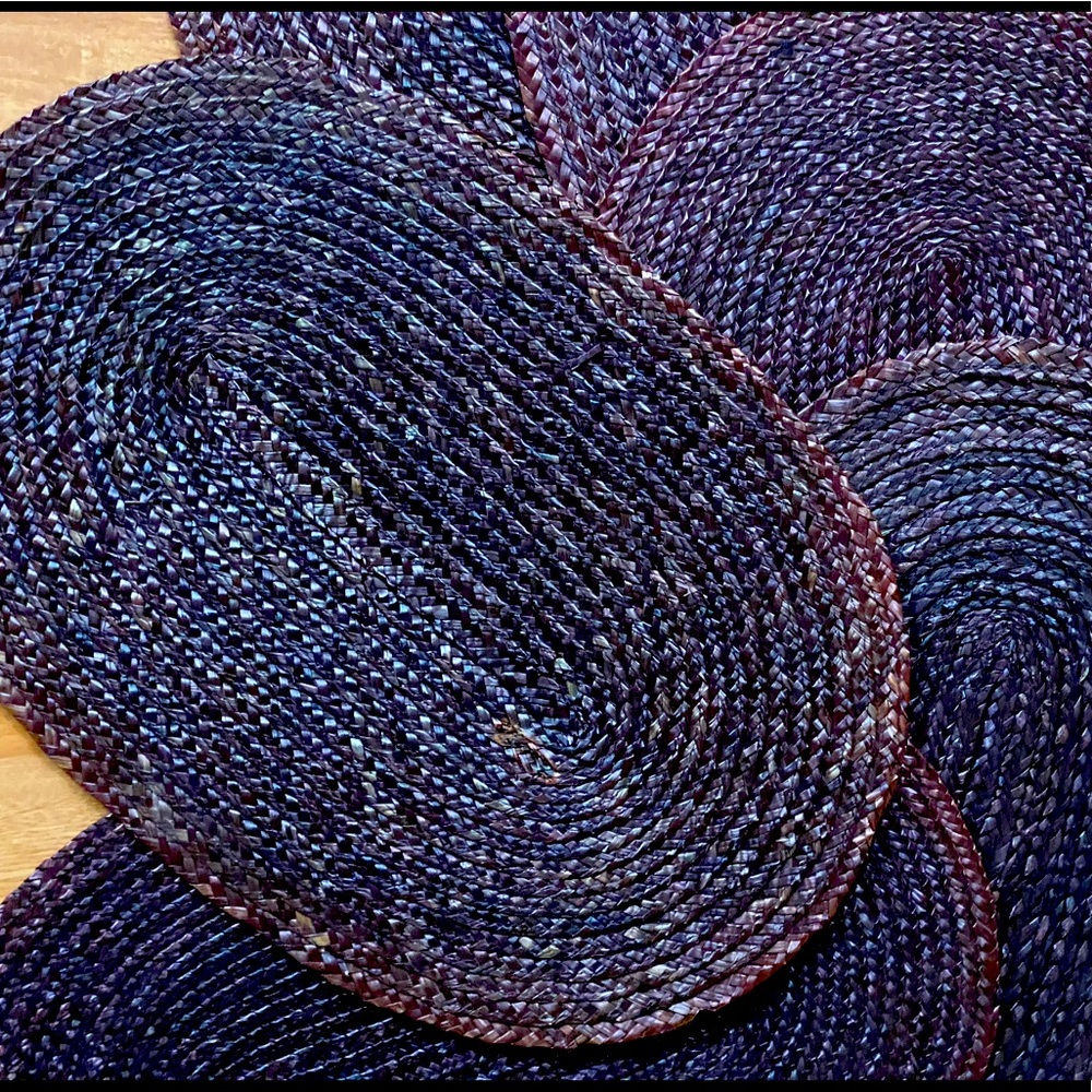 Set Six Reed Rattan Hand Dyed Woven Oval Placemats